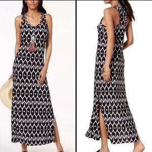 Trina Turk Black and White Sleeveless Maxi Sundress Africana